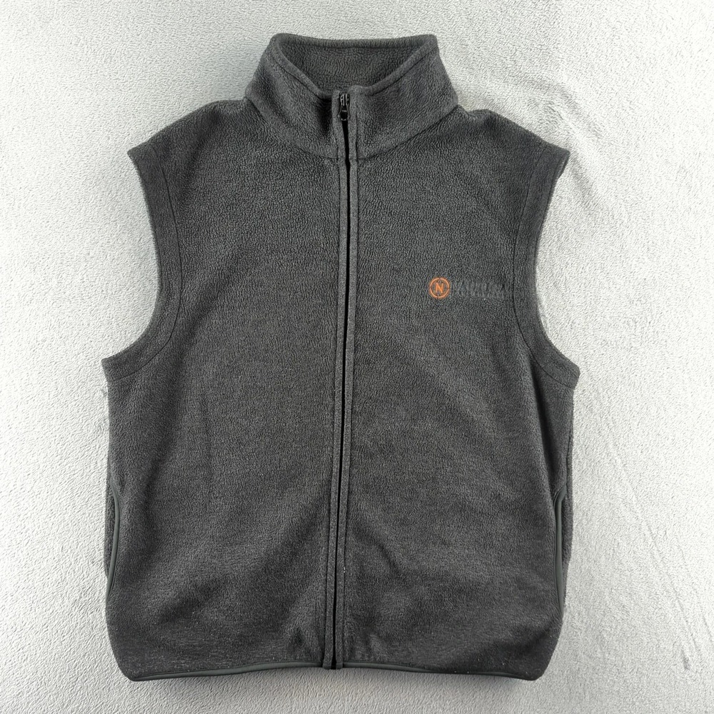 Vintage 90s Nautica Jeans Co Fleece Vest Mens Medium Gray Full Zip Jacket USA